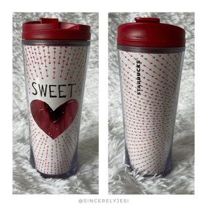 Starbucks ▪ Red Foil Sweet Heart Cupid's Arrow Valentine's Travel Mug
